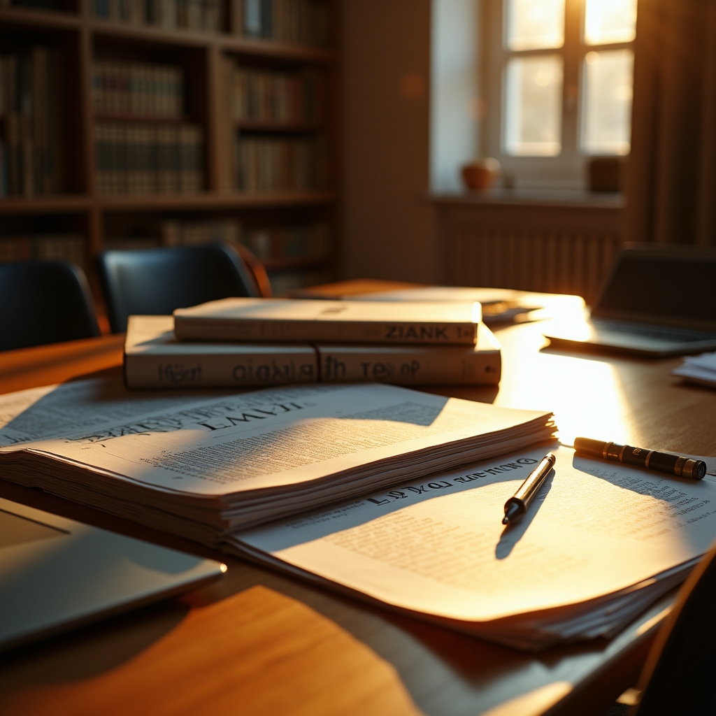 Legal education materials and documents on a desk in Zagreb